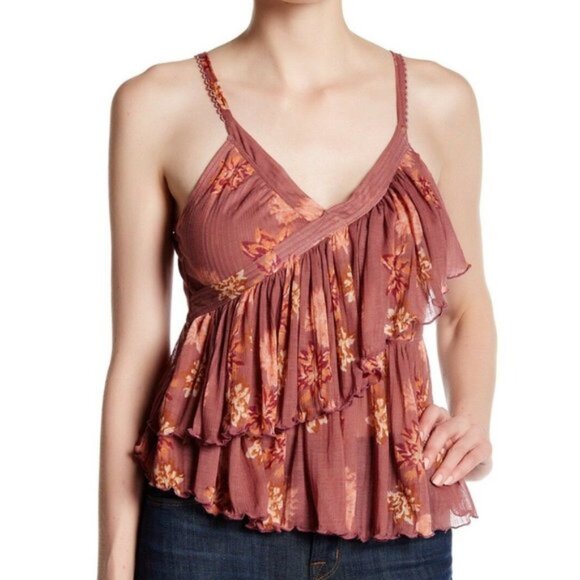 New Free People Melbourne Ruffle Ribbed Tank - Picture 1 of 6